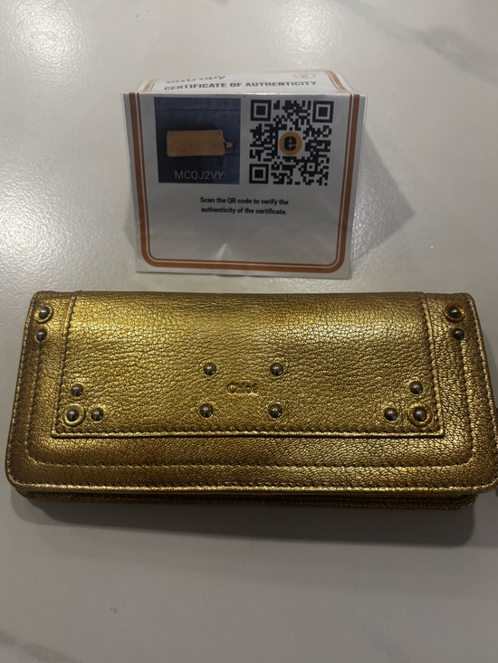 Chloe Handbags - Chloé Metallic Gold Leather Wallet